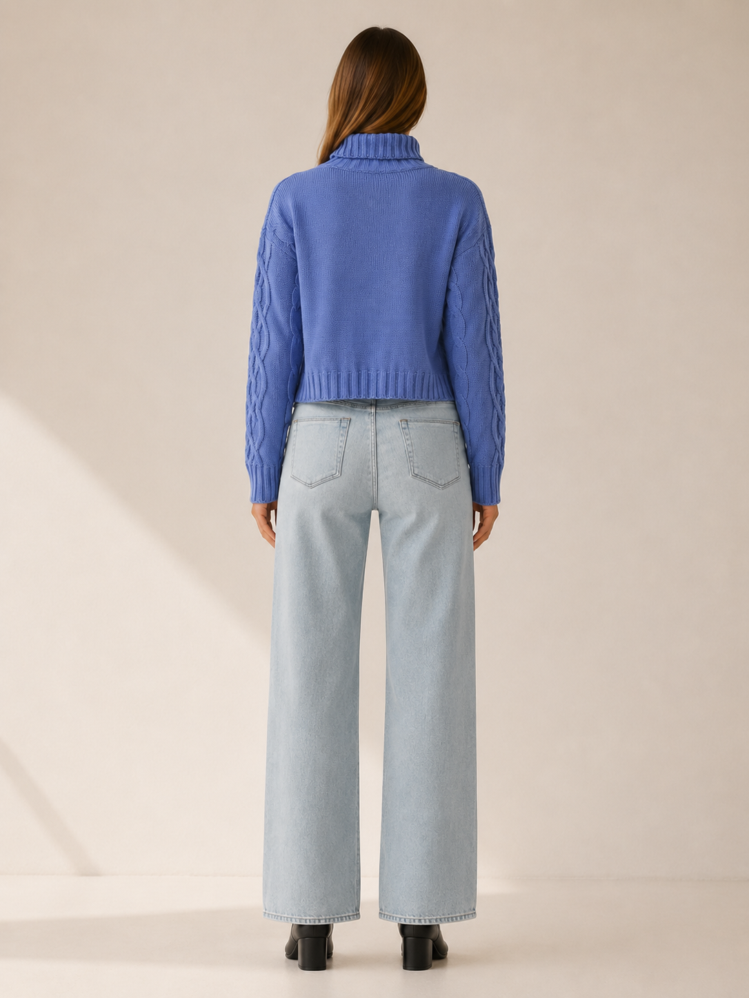 Auvrelle | Cropped Sweater with Roll Neck and Textured Detail