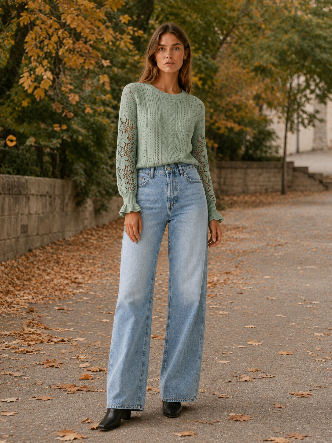 Avenell | Openwork Jumper with Lantern Sleeves