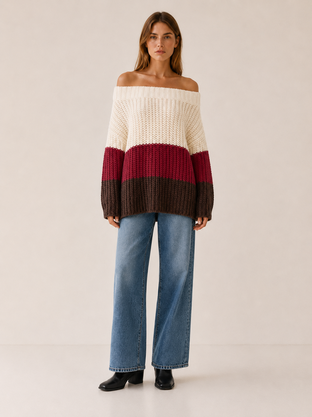 Avenlith | Off Shoulder Knit Top with Oversized Fit
