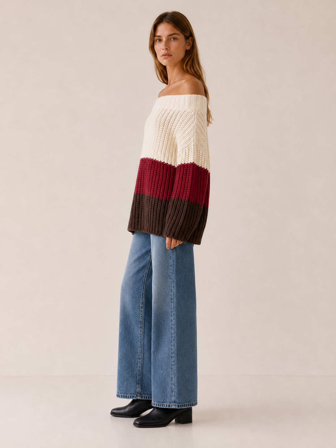 Avenlith | Off Shoulder Knit Top with Oversized Fit