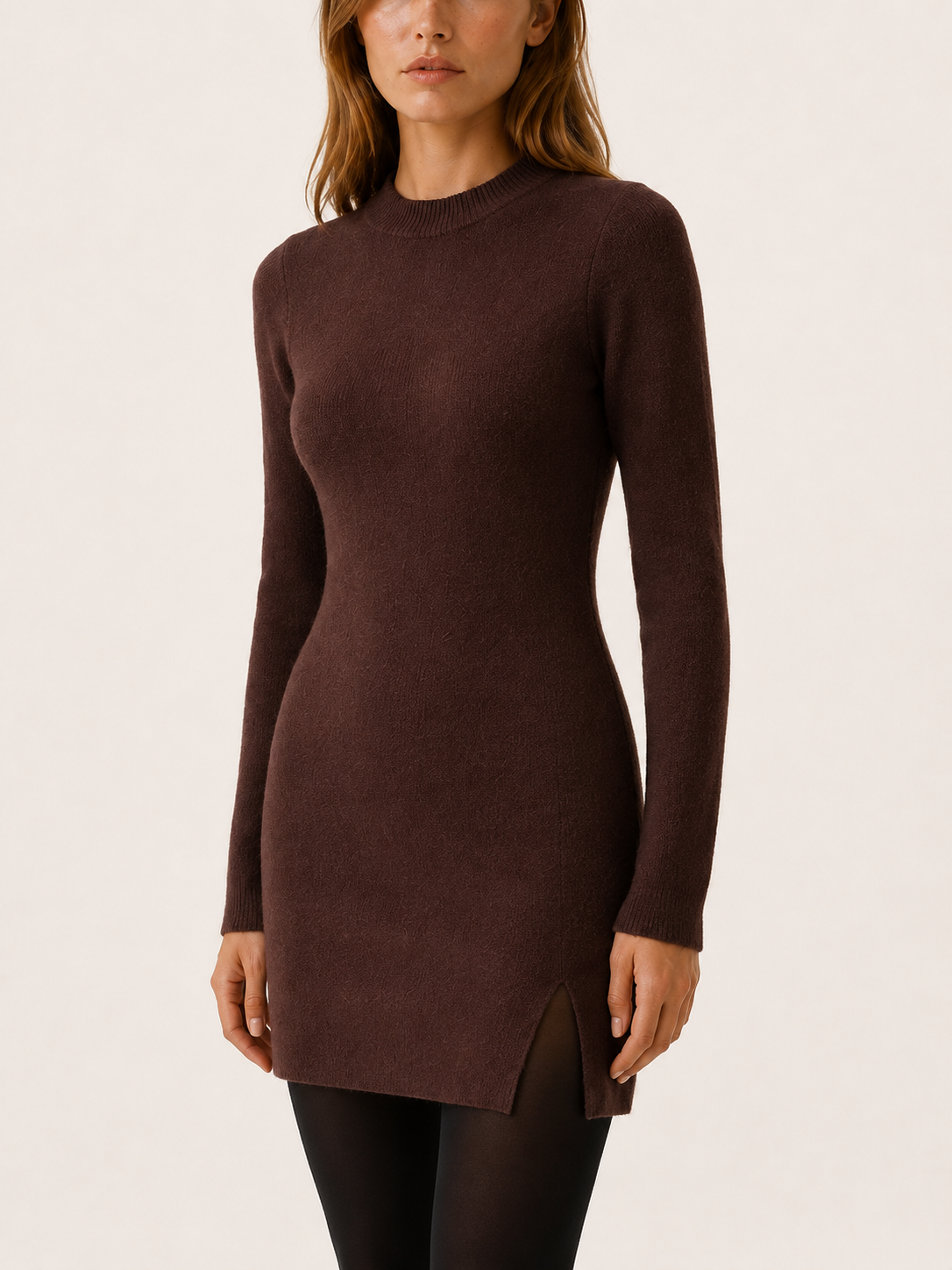 Averixa | Sweater Dress with Mock Neck and Side Slit
