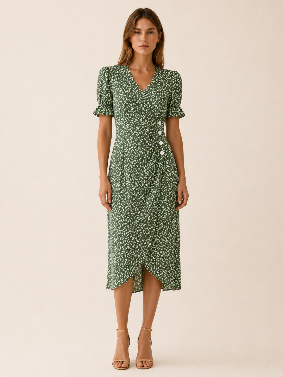 Aviana | Floral Midi Dress with Wrap Front