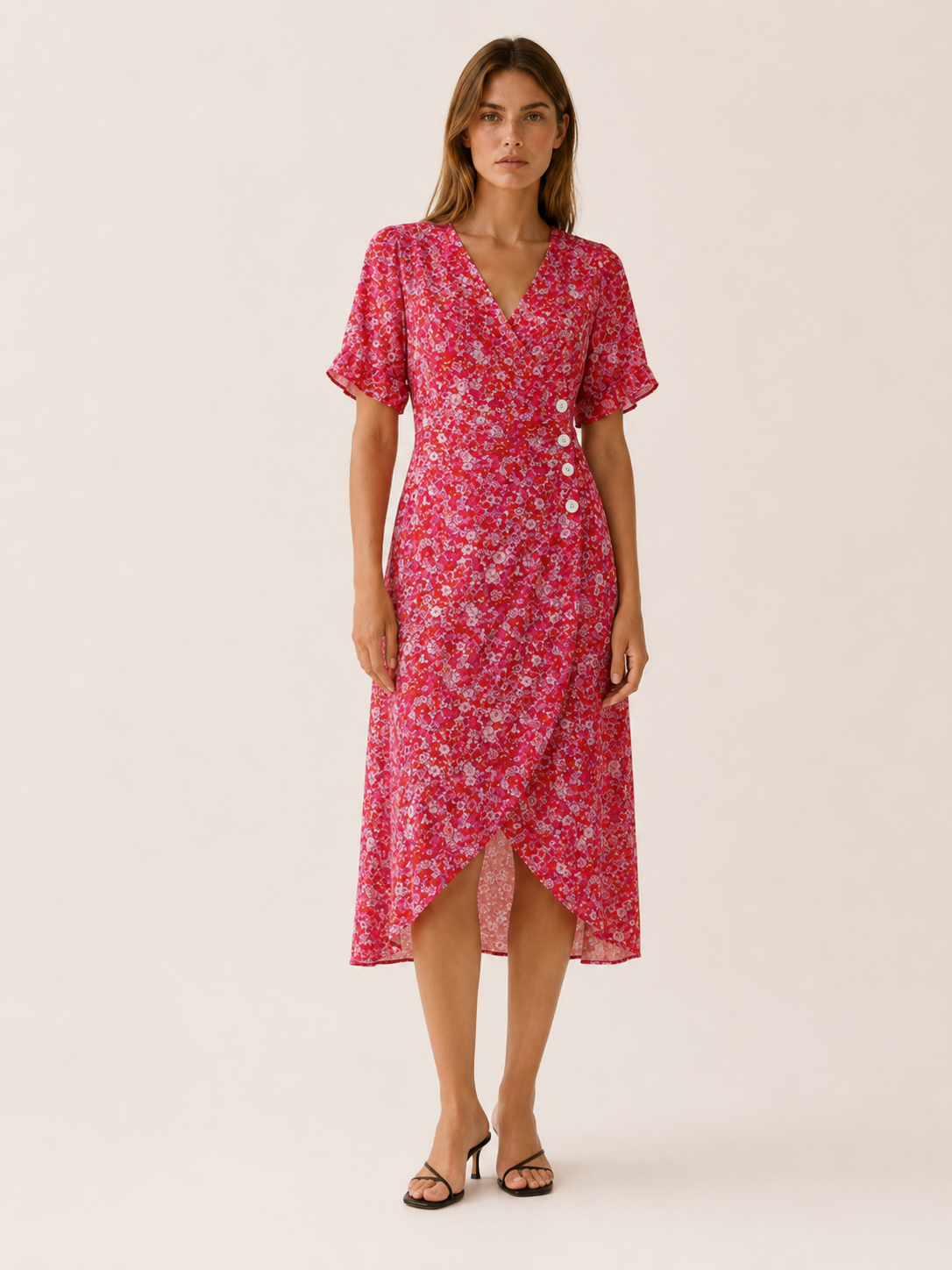 Aviana | Floral Midi Dress with Wrap Front
