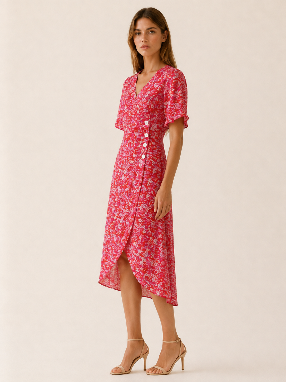 Aviana | Floral Midi Dress with Wrap Front