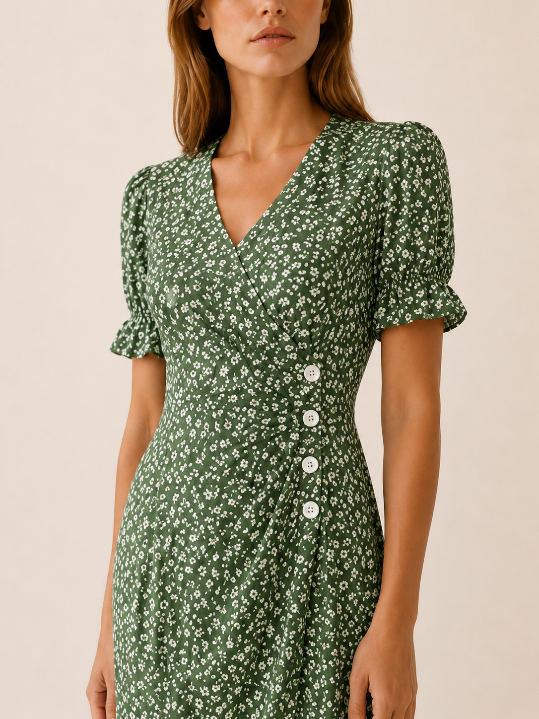 Aviana | Floral Midi Dress with Wrap Front