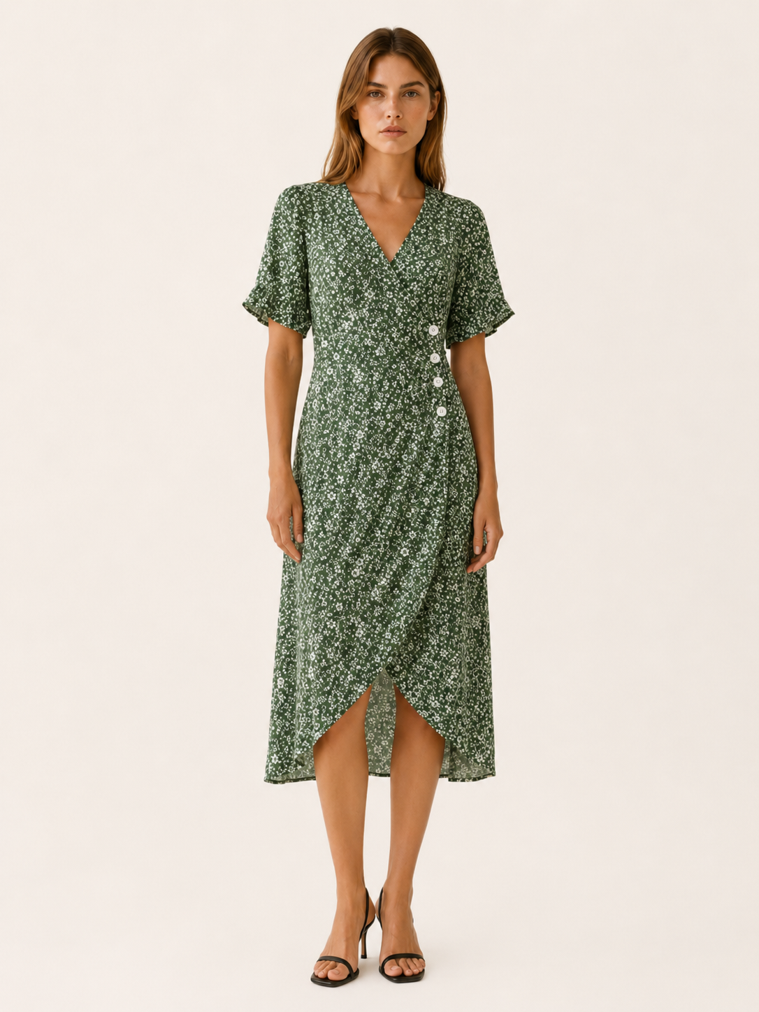 Aviana | Floral Midi Dress with Wrap Front