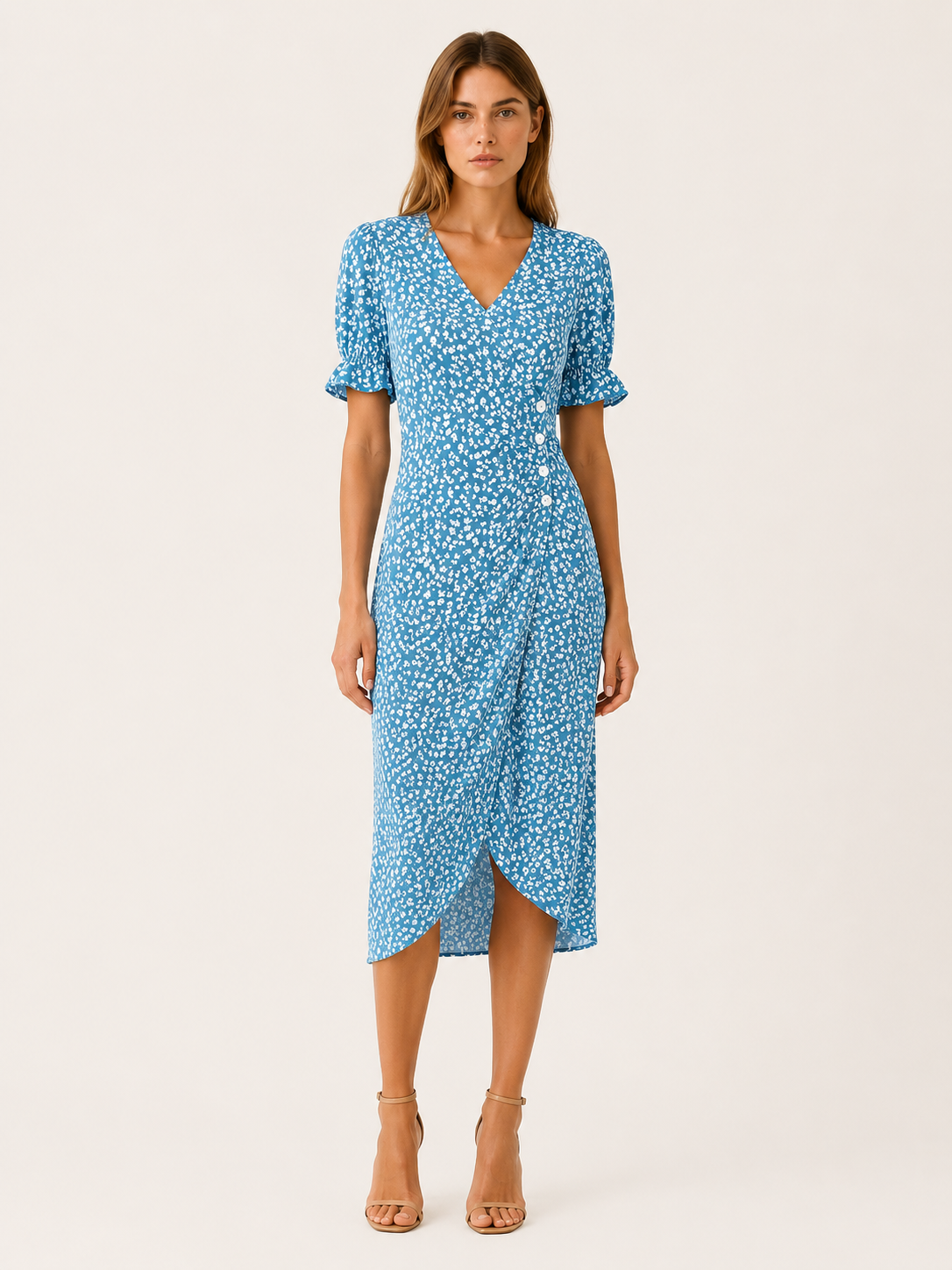 Aviana | Floral Midi Dress with Wrap Front