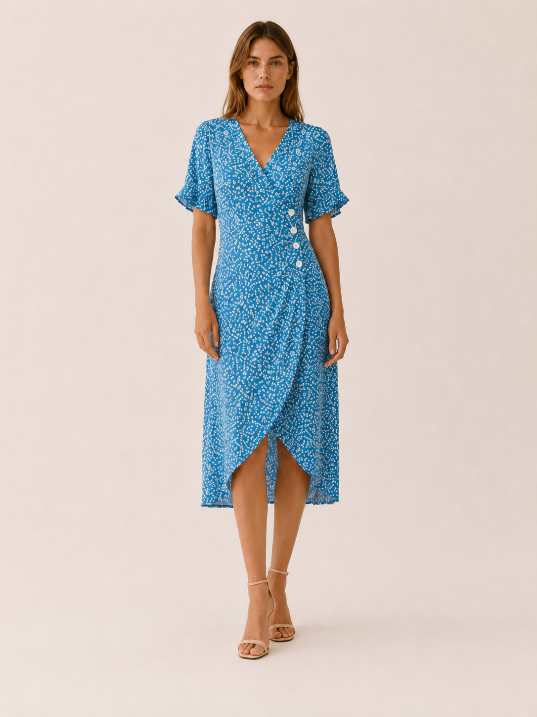 Aviana | Floral Midi Dress with Wrap Front