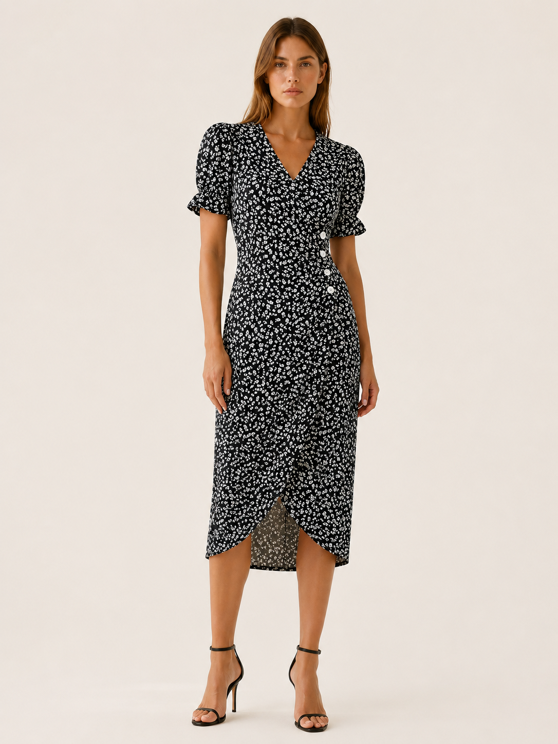 Aviana | Floral Midi Dress with Wrap Front