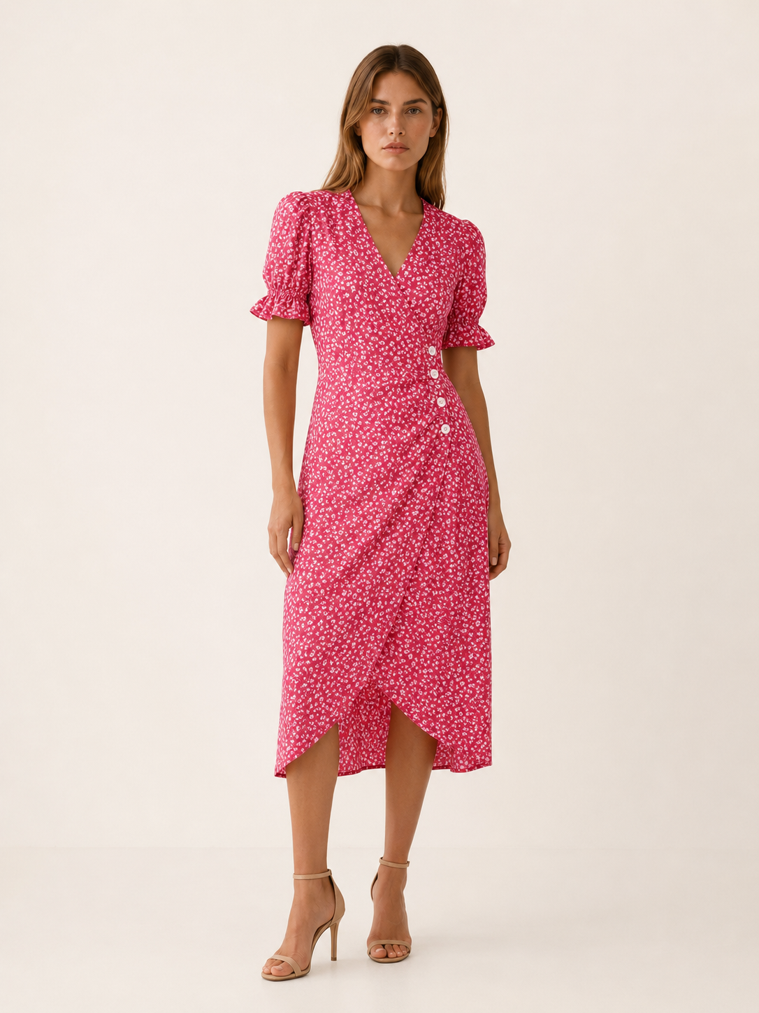 Aviana | Floral Midi Dress with Wrap Front