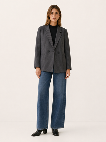 Azenor | Oversized Blazer with Pinstripe Pattern and Double-Breasted Front