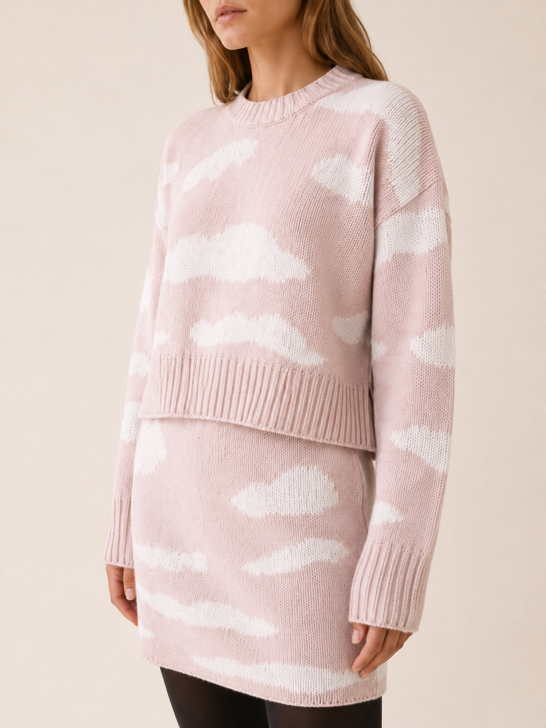 Belsoria | Top and Skirt Set with Cloud Pattern