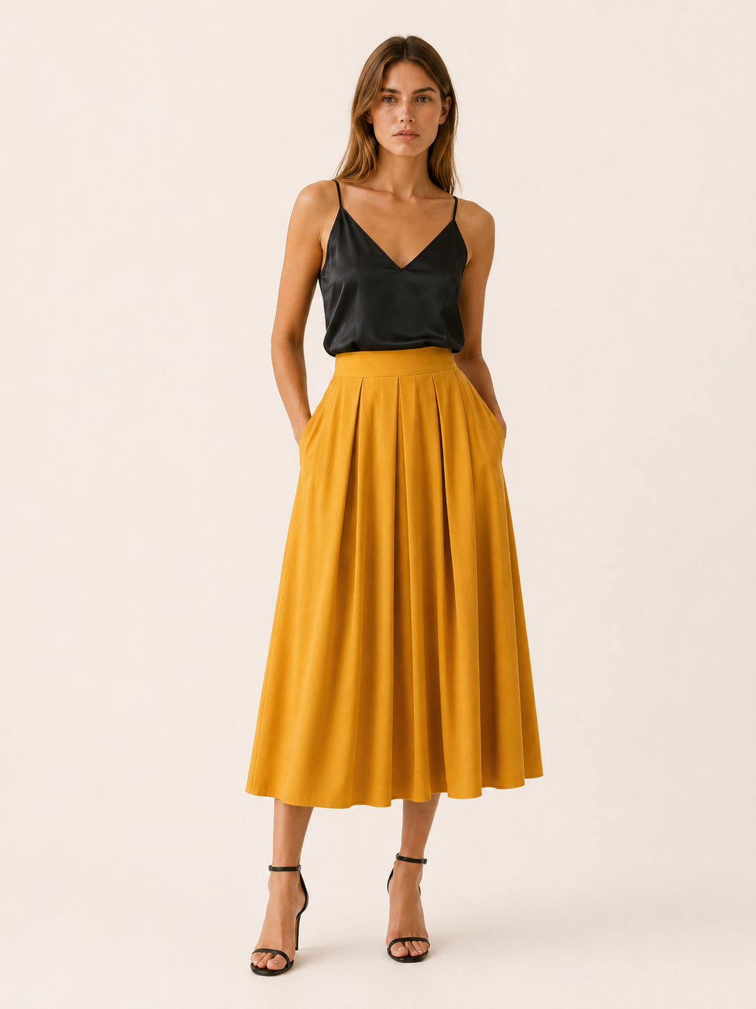 Brea | Pleated Midi Skirt with High Waist