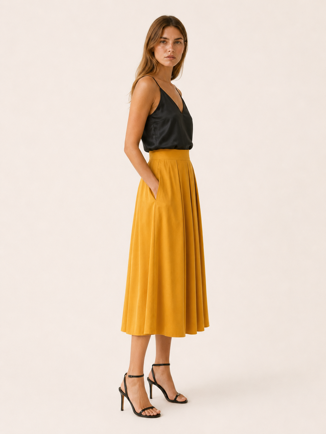 Brea | Pleated Midi Skirt with High Waist