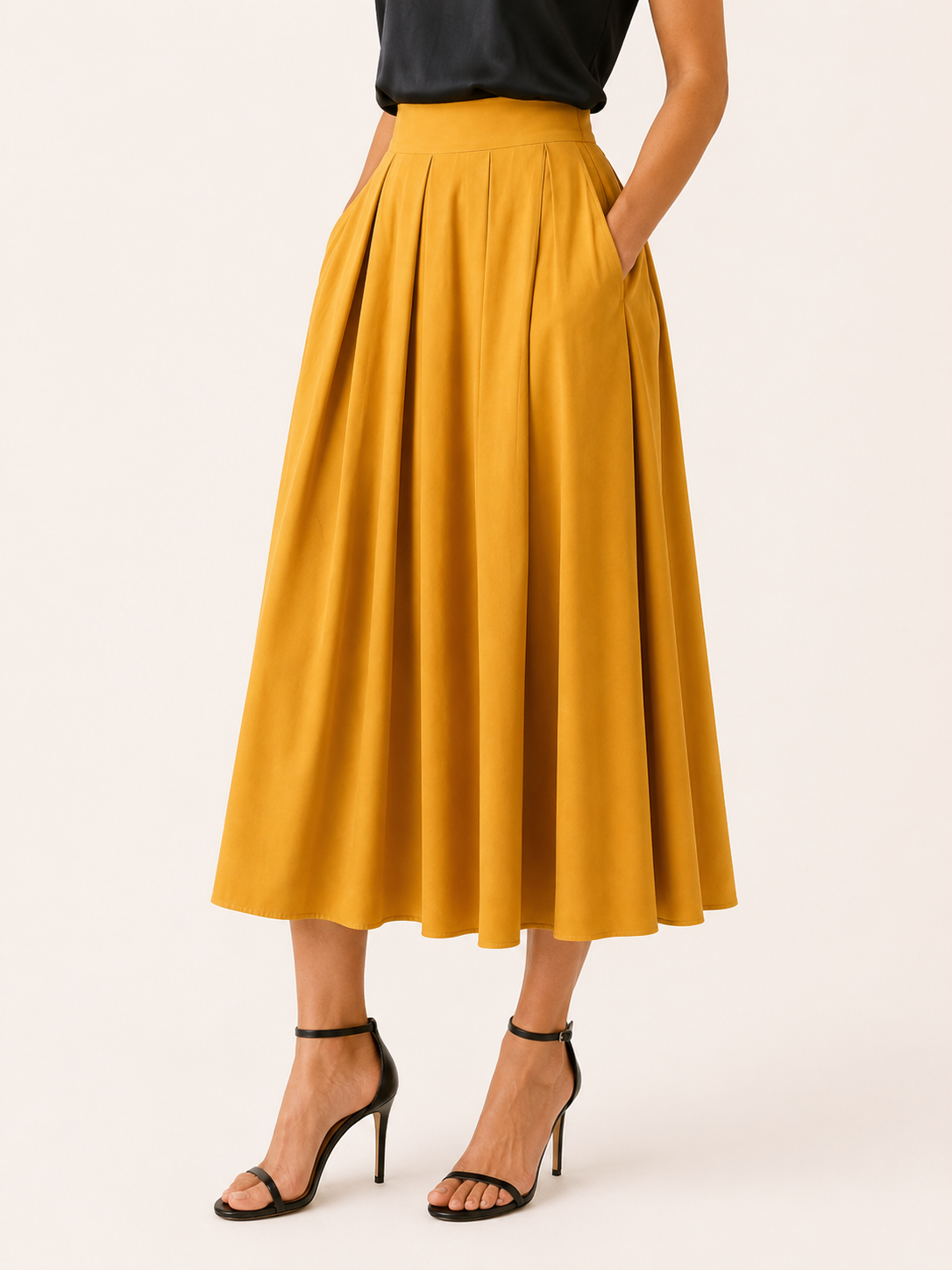 Brea | Pleated Midi Skirt with High Waist