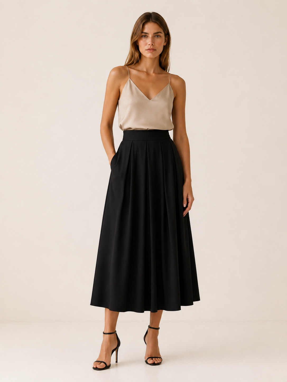 Brea | Pleated Midi Skirt with High Waist