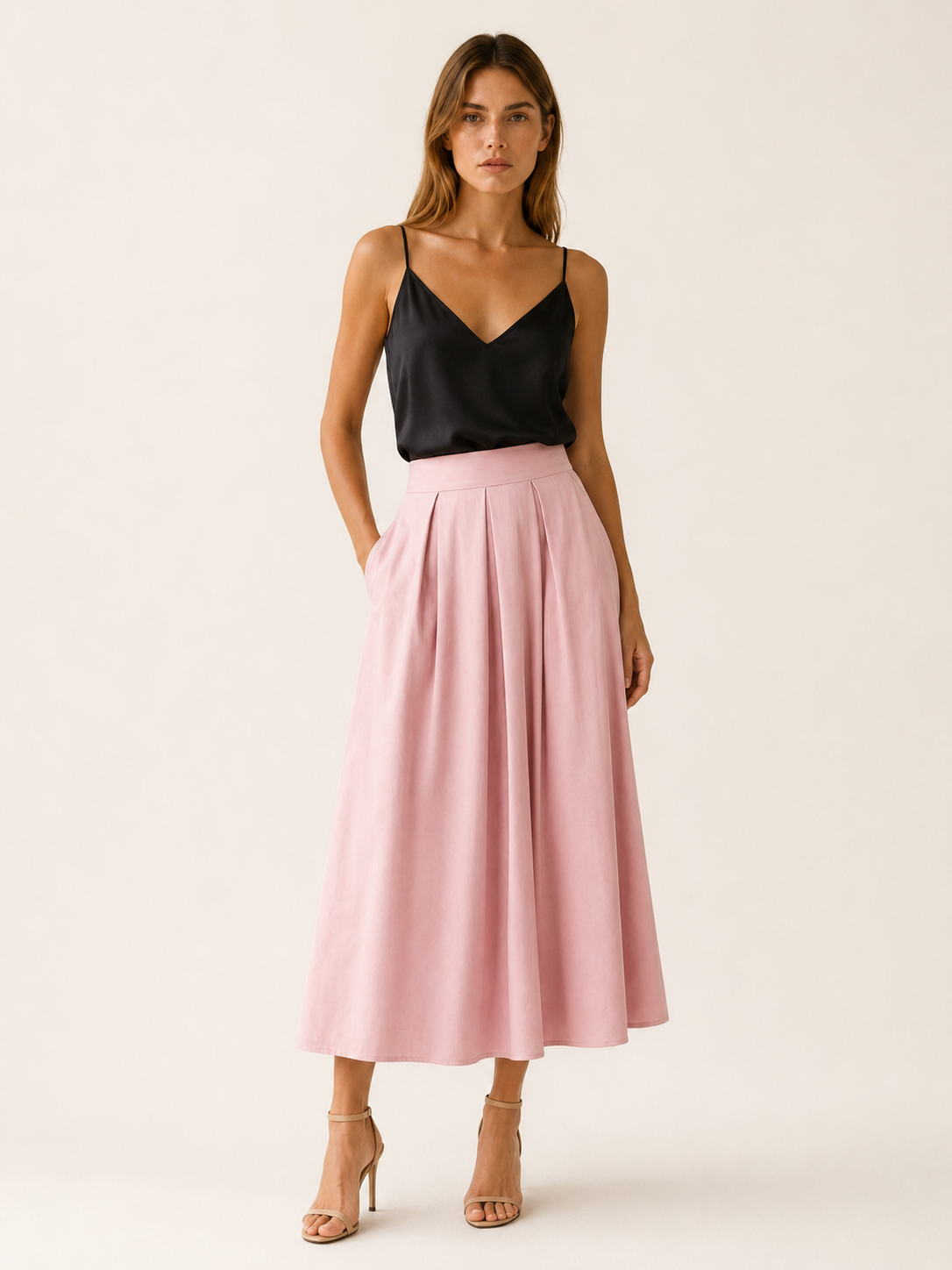 Brea | Pleated Midi Skirt with High Waist