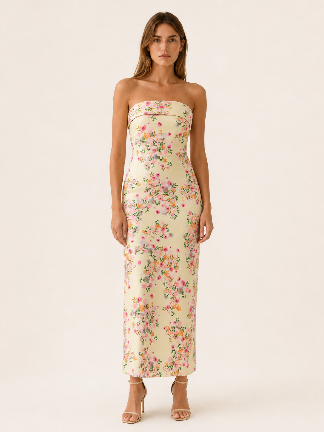 Brenley | Floral Maxi Dress with Strapless Neckline Summer Dress