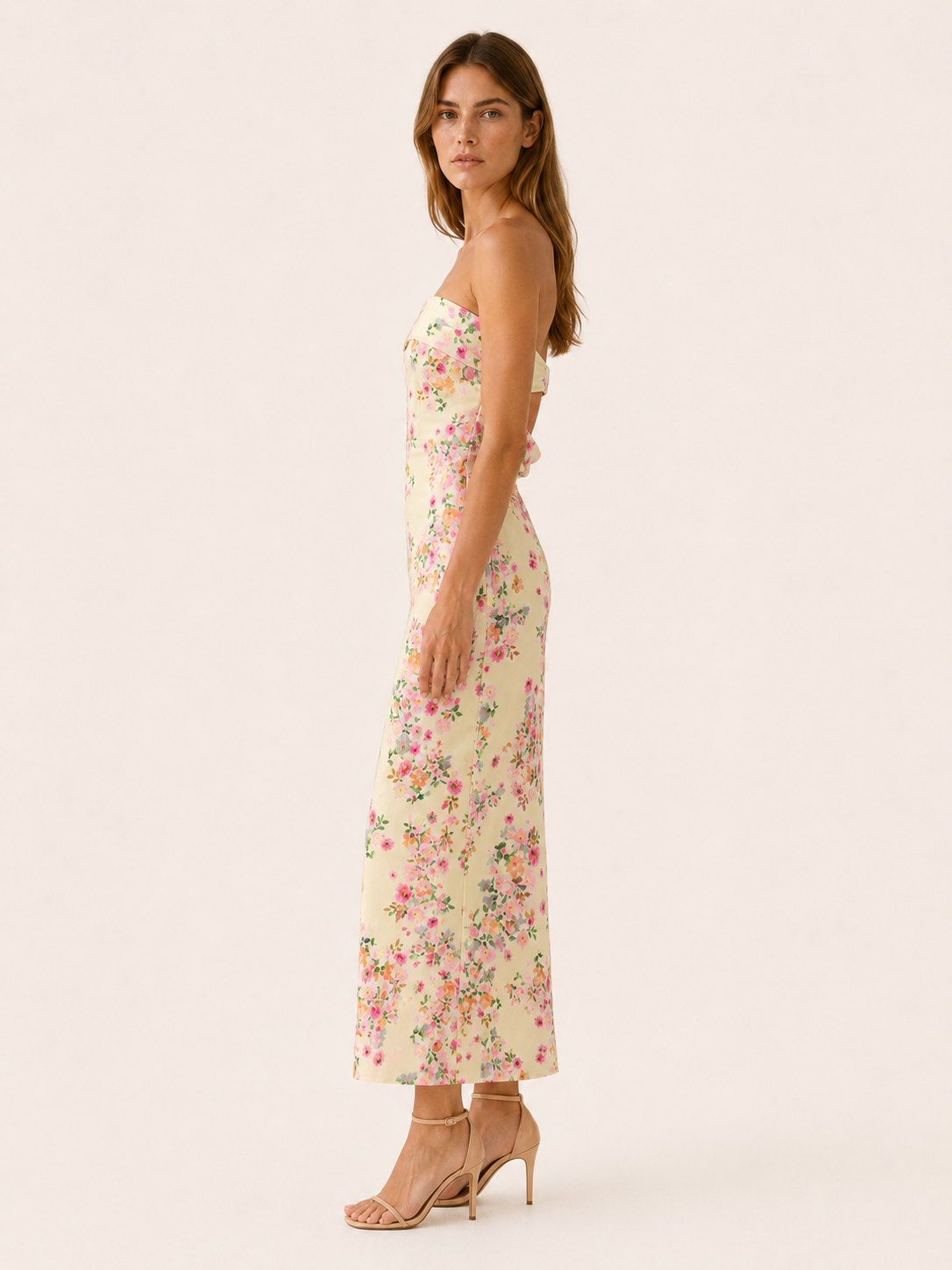Brenley | Floral Maxi Dress with Strapless Neckline Summer Dress