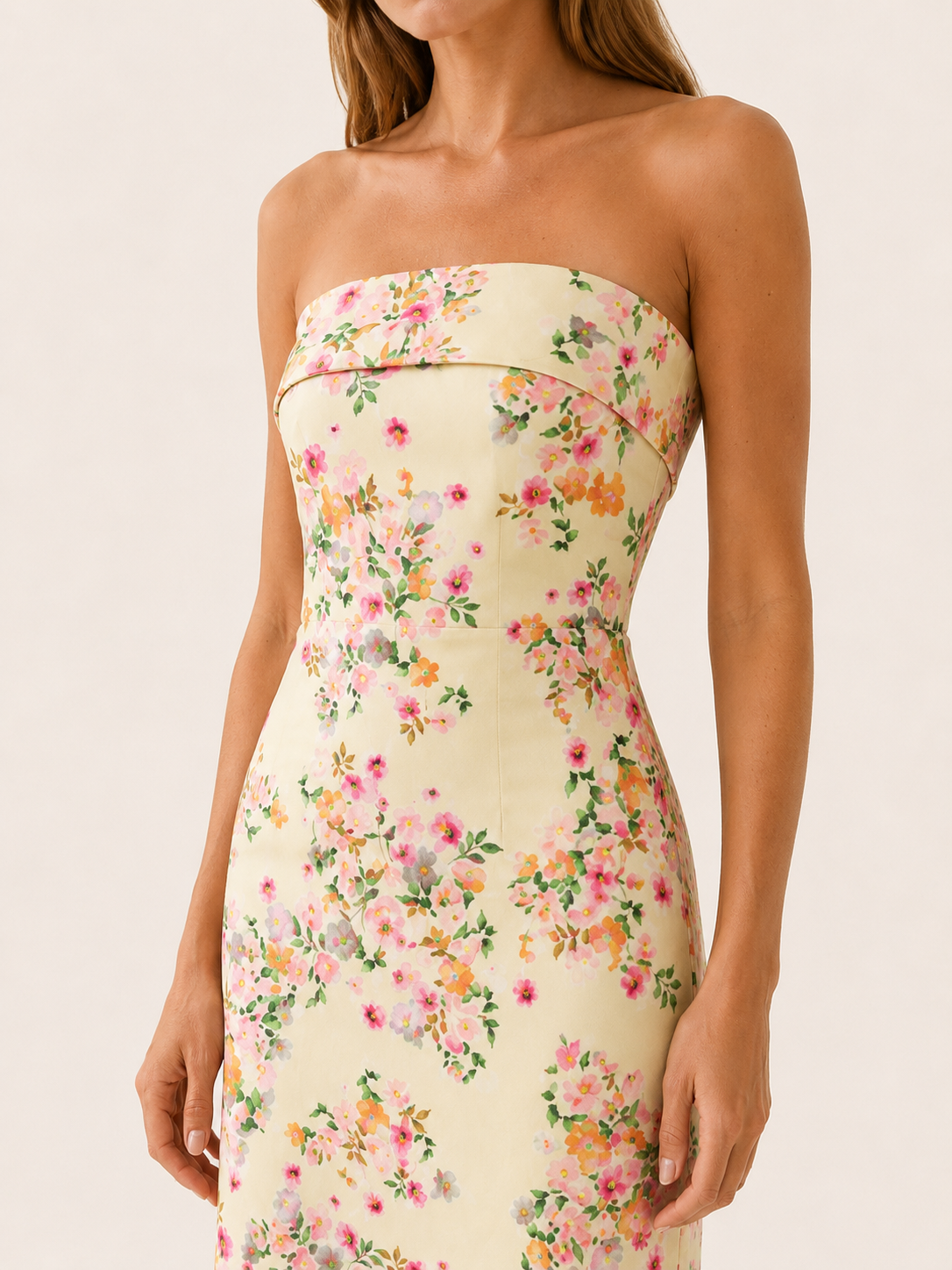 Brenley | Floral Maxi Dress with Strapless Neckline Summer Dress