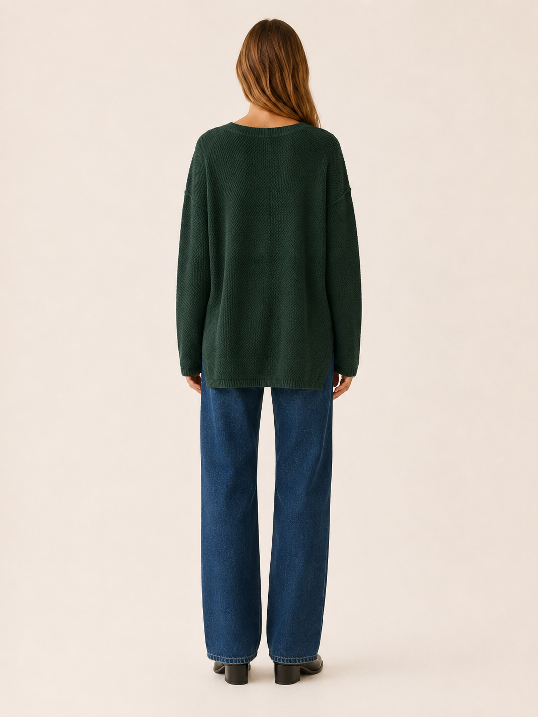 Brialisse | Button Neck Jumper with Stepped Hem and Side Slits