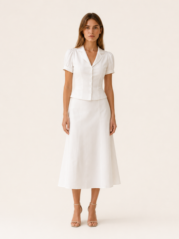Briallen | Two-Piece Set with Button Blouse and Midi Skirt