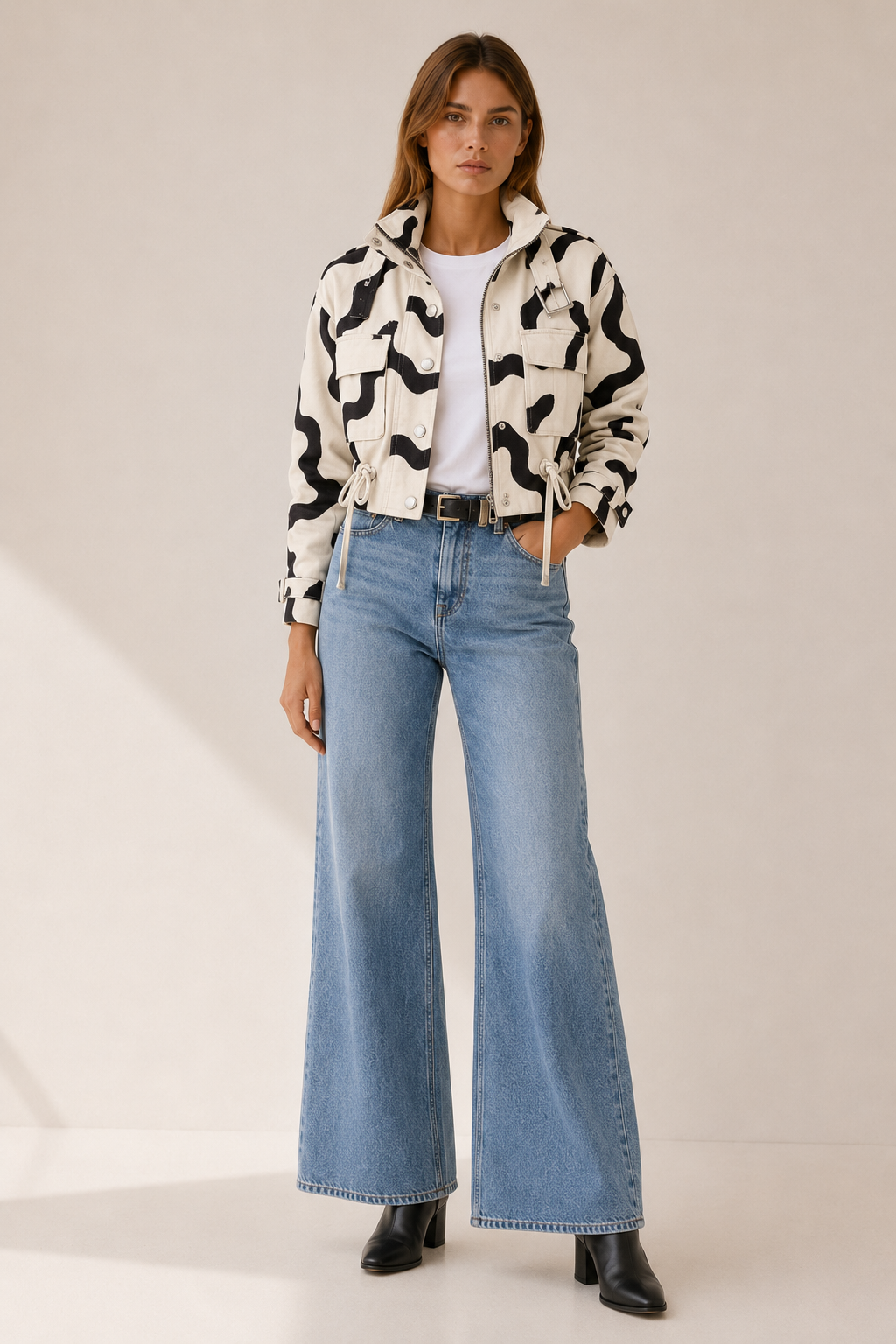 Brimara | Cropped Jacket with Utility Pockets and Drawstring Waist