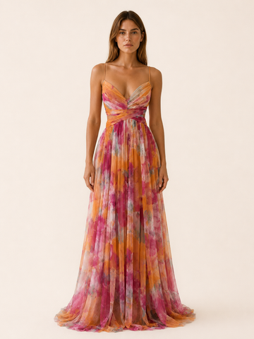 Brina | Wedding Guest Maxi Dress with Floral Print