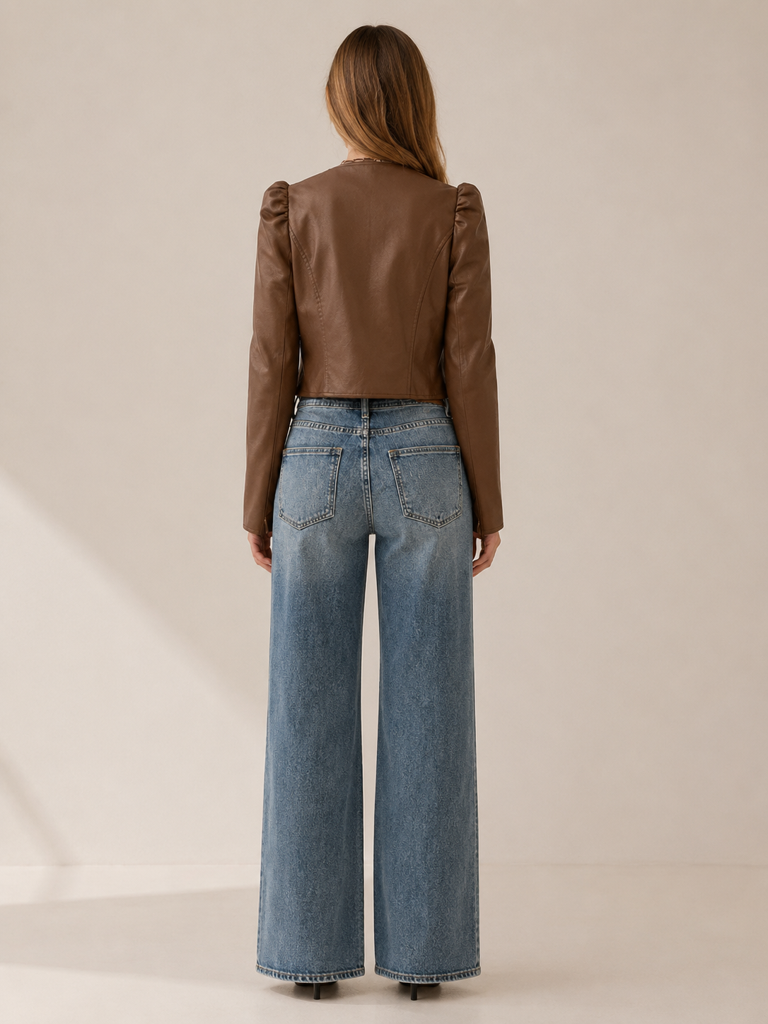 Briony | Cropped Jacket with Puff Sleeves and Open Front