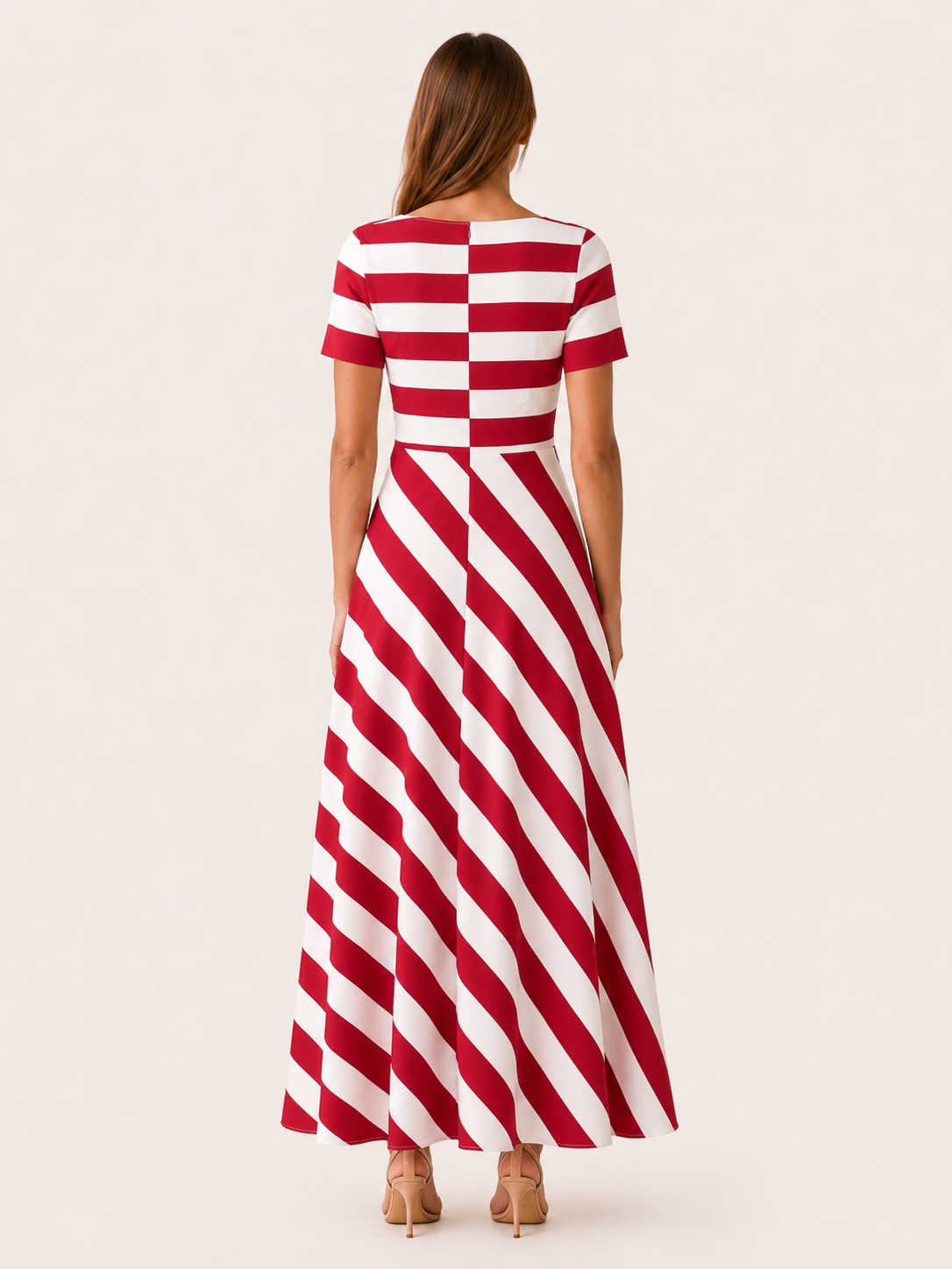 Brixton | Striped Maxi Dress with Asymmetric Panel Flared Skirt
