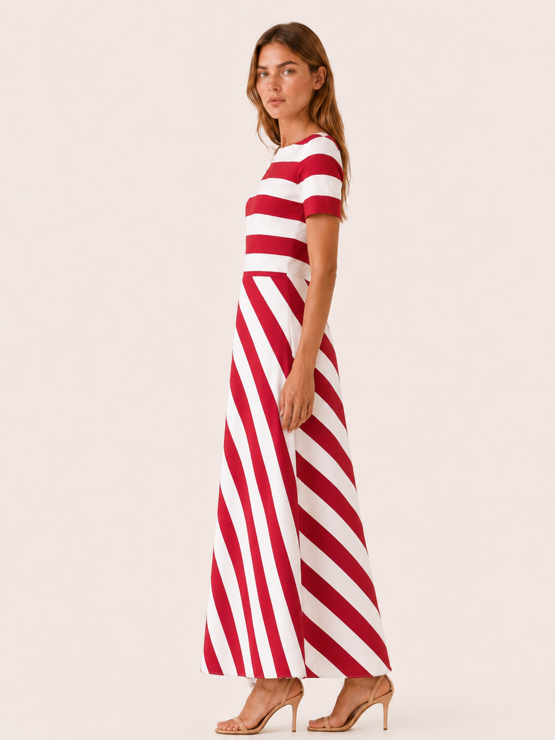 Brixton | Striped Maxi Dress with Asymmetric Panel Flared Skirt