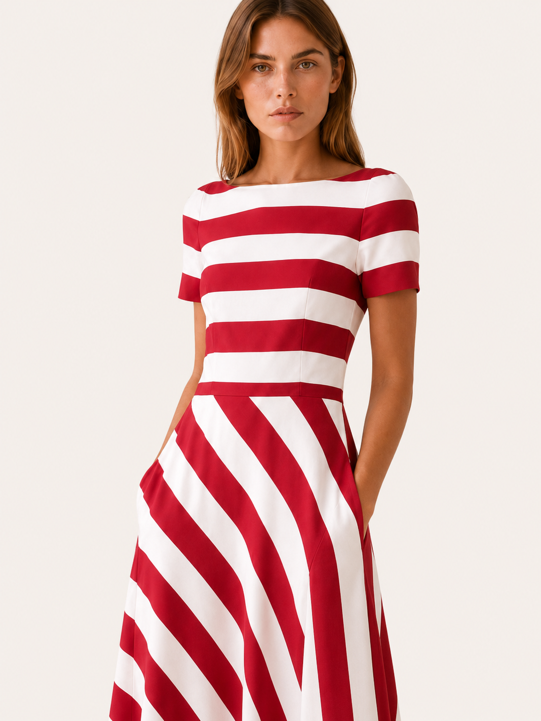 Brixton | Striped Maxi Dress with Asymmetric Panel Flared Skirt