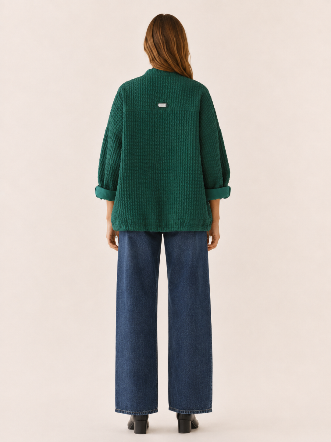 Caelivra | Women’s Textured Jacket with Batwing Sleeves and Drawcord Hem