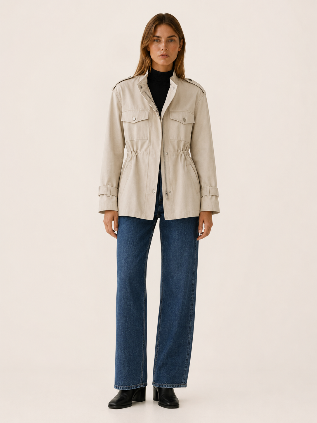 Caelvienne | Winter Coat with Shawl Collar and Tie Waist