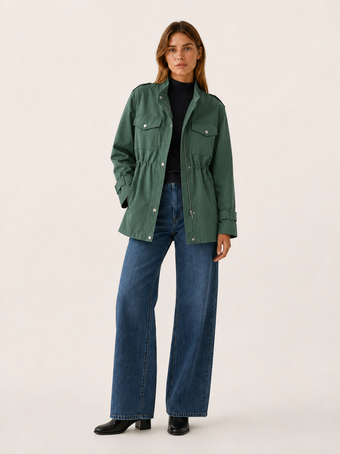 Caelvienne | Winter Coat with Shawl Collar and Tie Waist