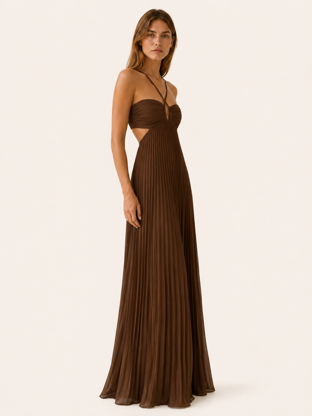 Caitlin | Pleated Maxi Dress with Strappy Back