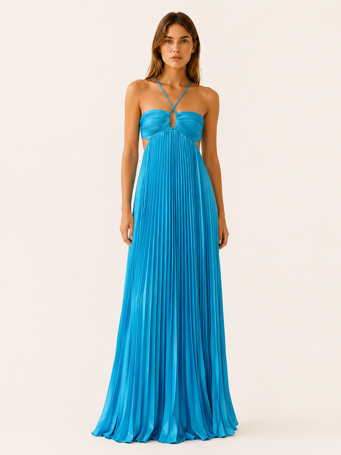Caitlin | Pleated Maxi Dress with Strappy Back