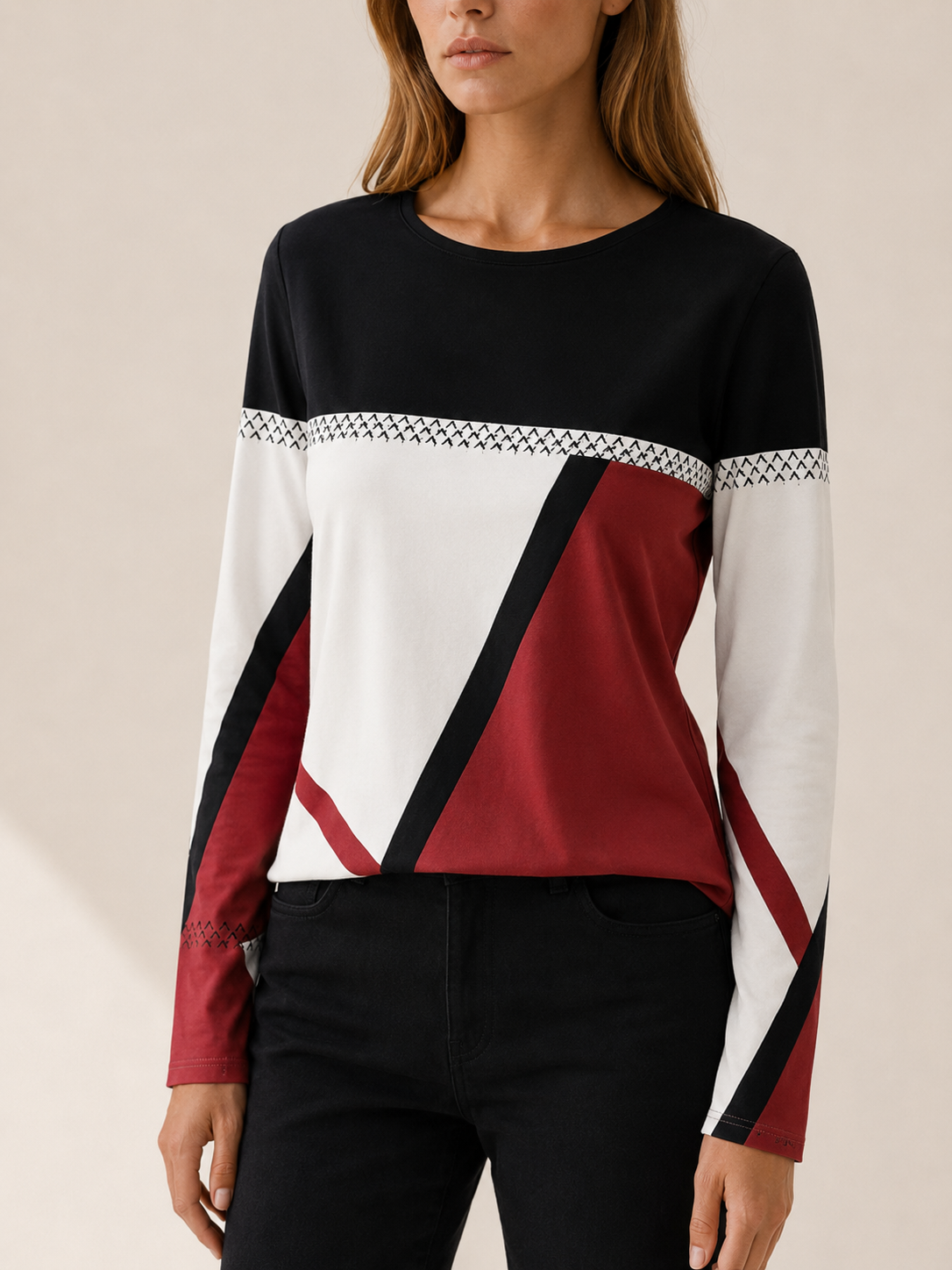 Calandra | Women's Colour Block Round Neck Jumper
