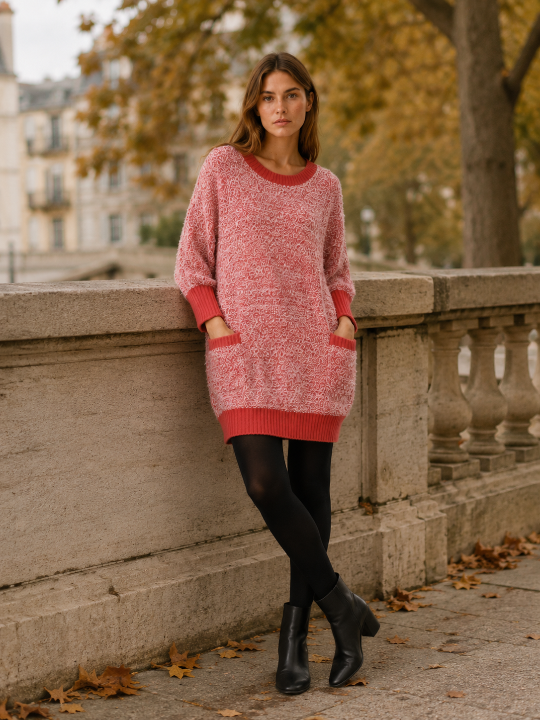 Calanthe | Jumper Dress with Ribbed Hem and Pockets