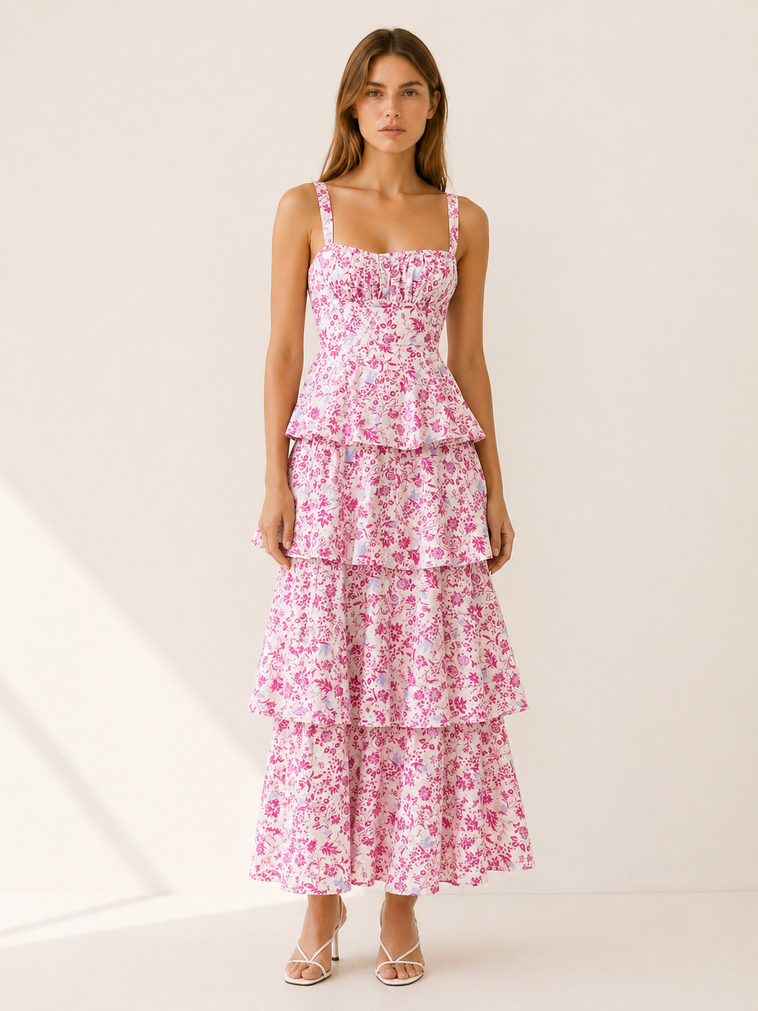 Calista | Floral Maxi Dress with Tiered Skirt
