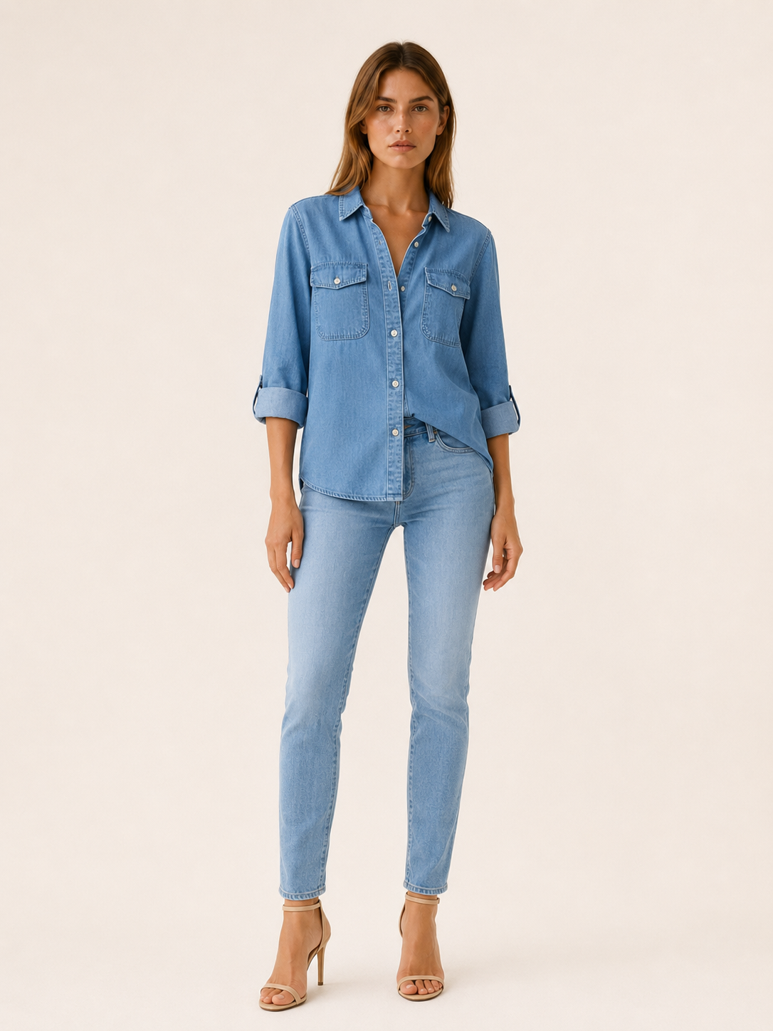 Calliope | Denim Shirt with Button Front and Chest Pockets
