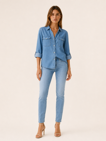 Calliope | Denim Shirt with Button Front and Chest Pockets