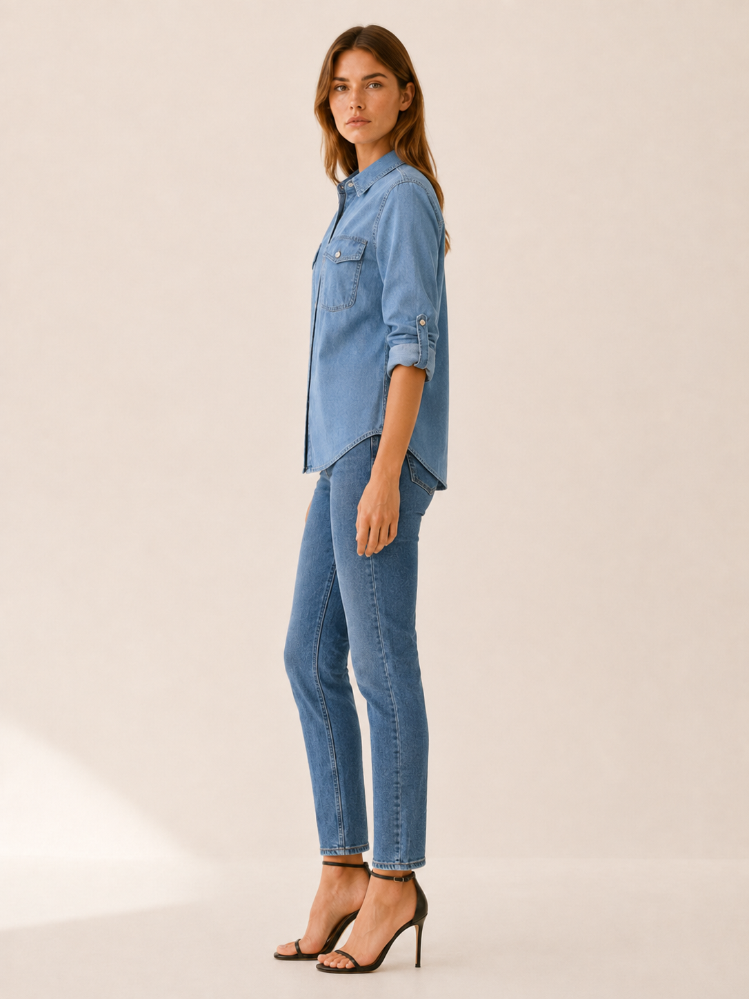 Calliope | Denim Shirt with Button Front and Chest Pockets