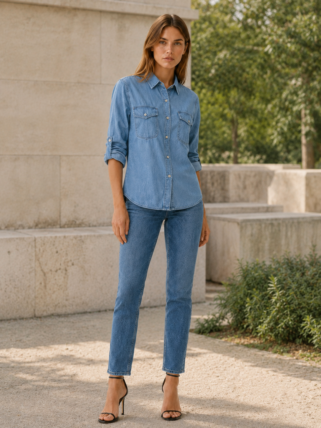Calliope | Denim Shirt with Button Front and Chest Pockets