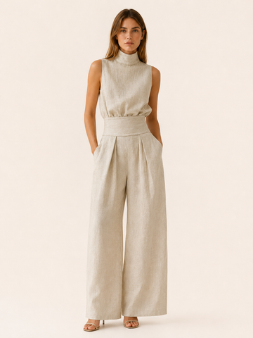 Cambria | Linen Co Ord Set with Wide Leg Trousers