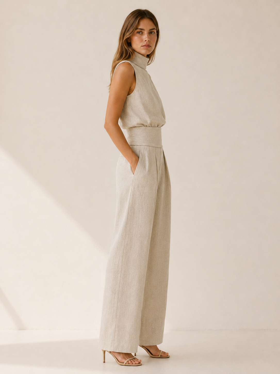 Cambria | Linen Co Ord Set with Wide Leg Trousers