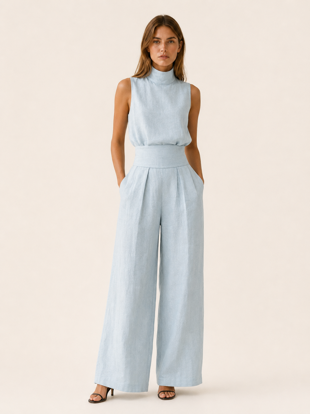 Cambria | Linen Co Ord Set with Wide Leg Trousers