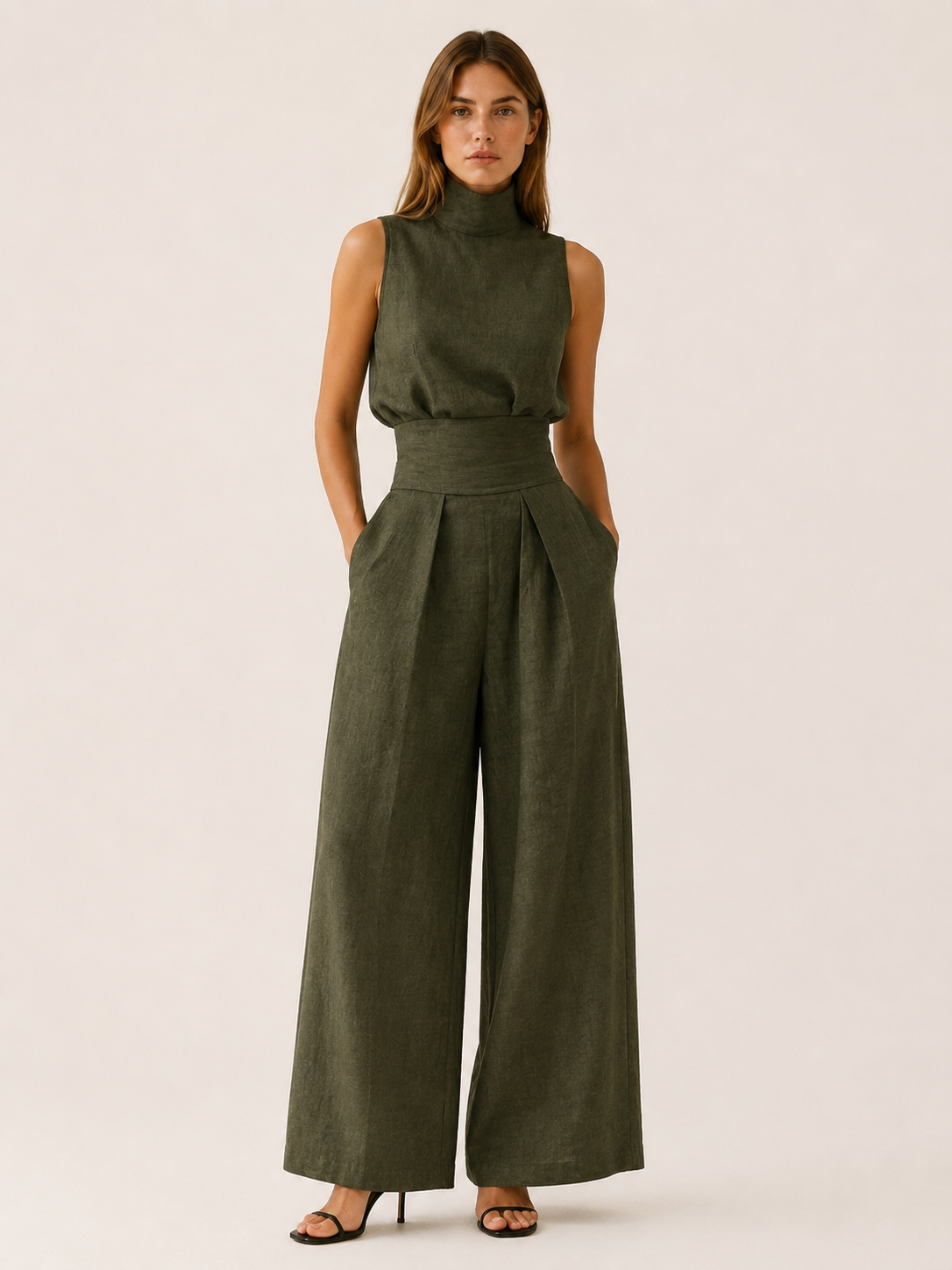 Cambria | Linen Co Ord Set with Wide Leg Trousers