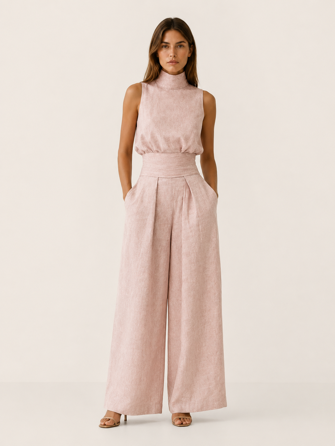 Cambria | Linen Co Ord Set with Wide Leg Trousers