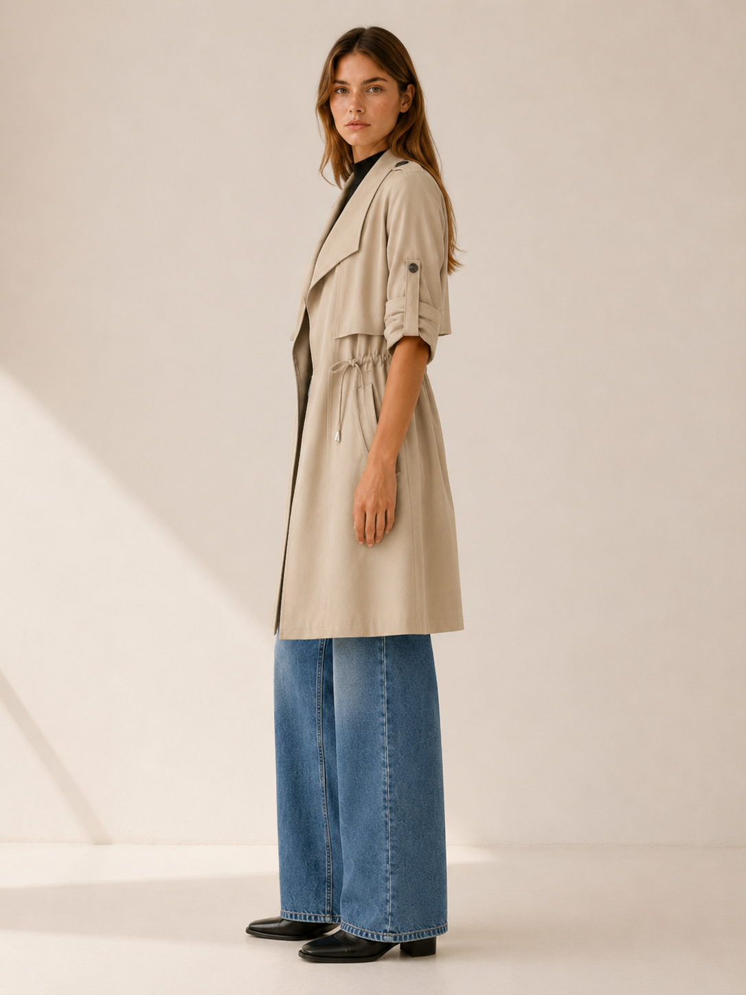 Camille | Women’s Short Trench Coat with Drawstring Waist